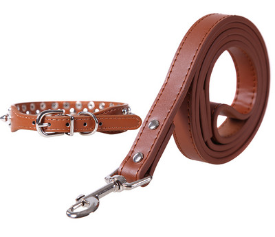 Кожен нашийник и повод с капси