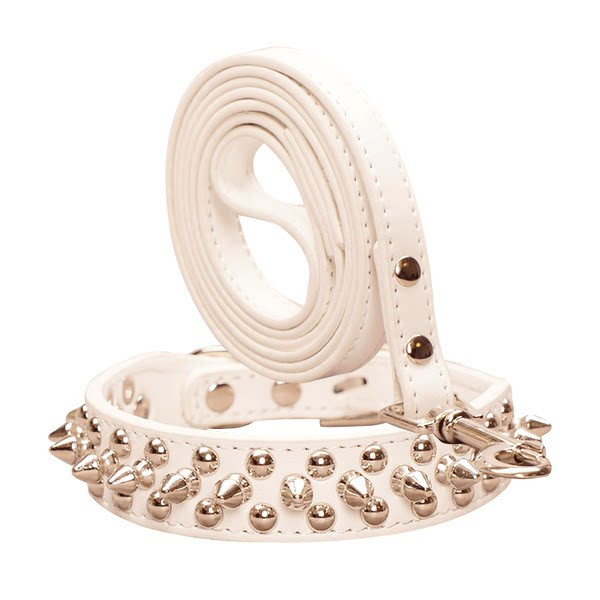 Кожен нашийник и повод с капси