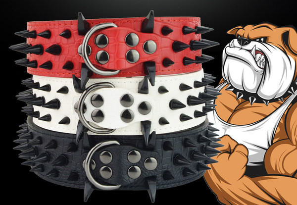 Кучешки кожен нашийник с нитове