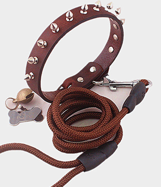 Guler de câine din imitație de piele cu nituri