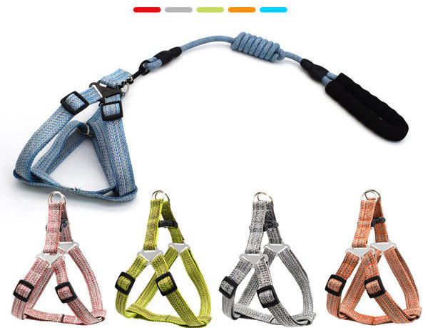 Кучешки нагръдник от лен с повод 