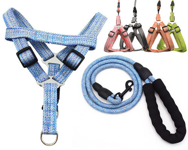 Кучешки нагръдник от лен с повод 