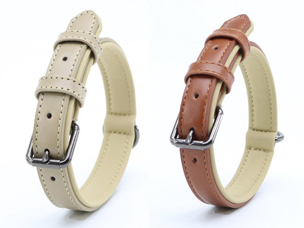 Кучешка кожена каишка - два цвята