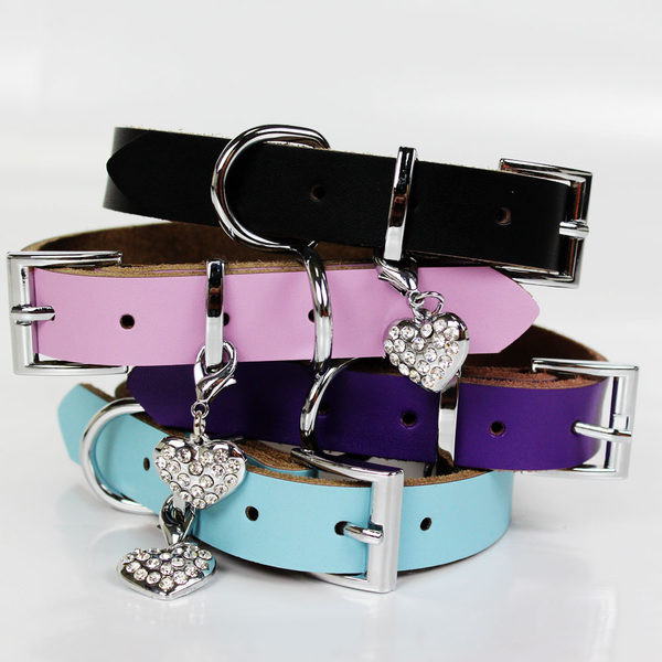 Guler de caine din piele cu pandantiv - mai multe culori