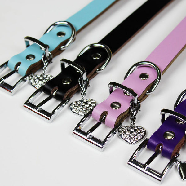 Guler de caine din piele cu pandantiv - mai multe culori