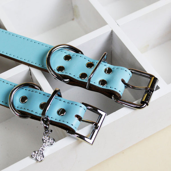 Guler de caine din piele cu pandantiv - mai multe culori