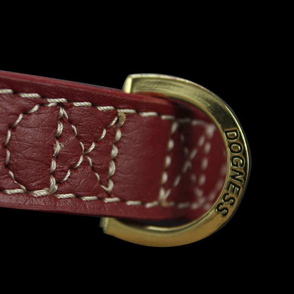 Guler pentru caine din piele ecologica si prindere metalica