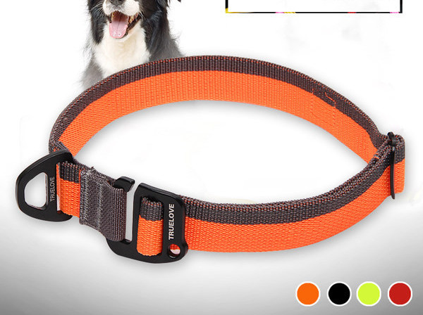 Guler textil pentru caini cu prindere din plastic