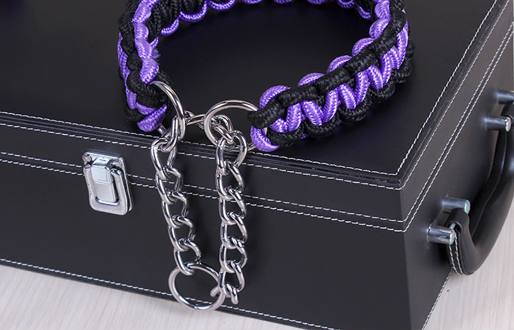 Guler cu lanț metalic și plumb textil