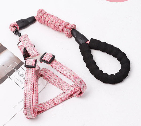 Set textil pentru caini din ham si lesa