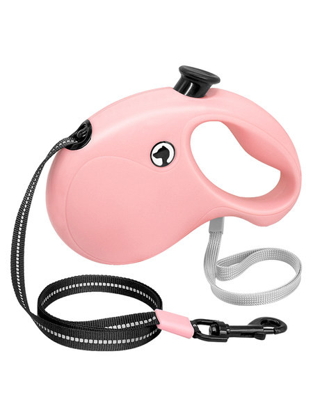 Guler din imitatie de piele pentru caini si lesa automata