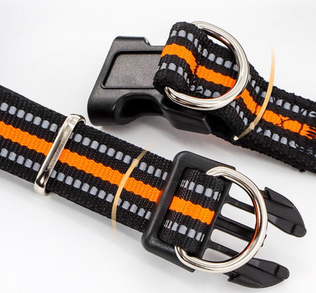 Zgarda pentru caini din material textil si lesa cu prindere metalica