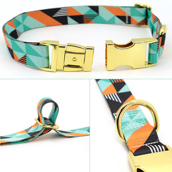 Guler colorat cu inchizator metalic pentru caini