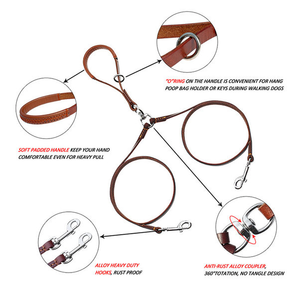 Lesa dubla din piele pentru caini