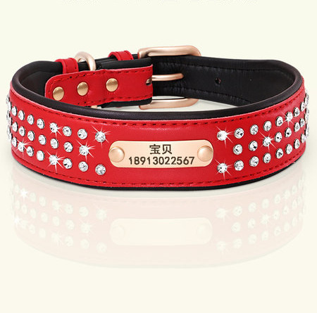 Lesa din piele pentru caini cu pietre in patru culori