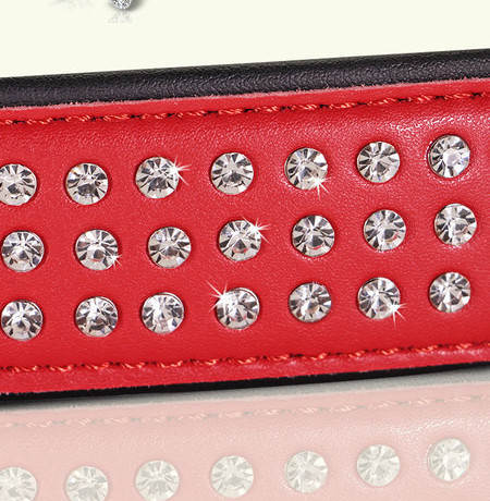 Lesa din piele pentru caini cu pietre in patru culori