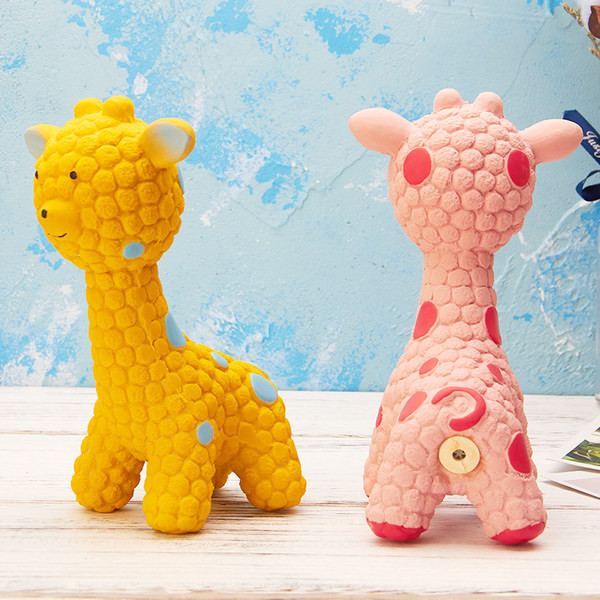 Гумена играчка за домашни любимци в розов и жълт цвят