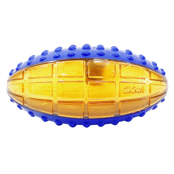 Jucărie de mestecat din cauciuc în formă de minge de rugby