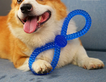 Λαστιχένιο παιχνίδι σε μπλε χρώμα για σκύλους