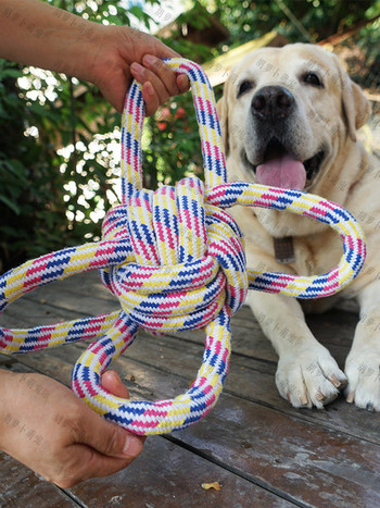 Кучешка текстилна играчка - топка с възел
