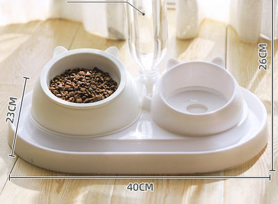 Ταΐστρα σκύλων με δύο μπολ ή ένα και ένα διανομέα νερού