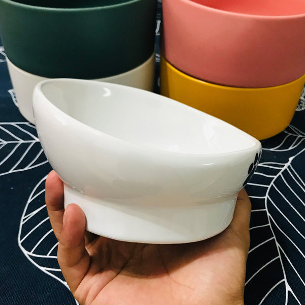 Valge keraamiline kauss koeratoidu jaoks