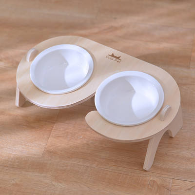 Keramikas bļoda ēdienam un ūdenim ar statīvu