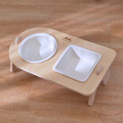 Keramikas bļoda ēdienam un ūdenim ar statīvu