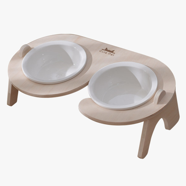 Keramikas bļoda ēdienam un ūdenim ar statīvu