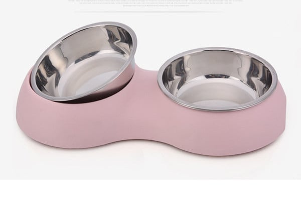 Bol dublu din oțel inoxidabil pentru câini