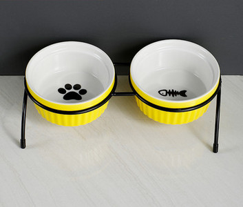 Boluri ceramice pentru mancare si apa cu suport