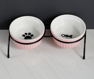 Boluri ceramice pentru mancare si apa cu suport