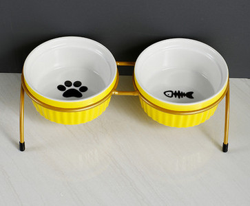 Boluri ceramice pentru mancare si apa cu suport