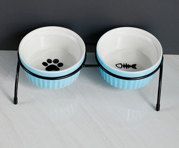 Boluri ceramice pentru mancare si apa cu suport