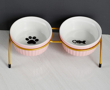 Boluri ceramice pentru mancare si apa cu suport