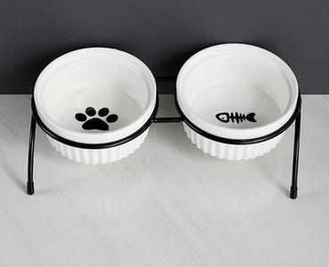 Boluri ceramice pentru mancare si apa cu suport