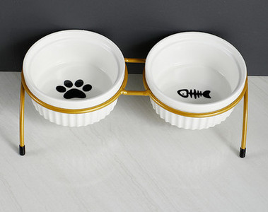 Boluri ceramice pentru mancare si apa cu suport