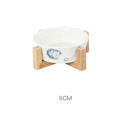 Κεραμικό μπολ τροφής για σκύλους με ξύλινη βάση