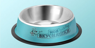 Bol rotund din oțel inoxidabil pentru hrana pentru câini