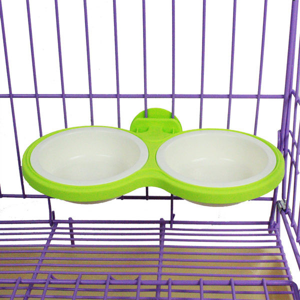 Bol din plastic pentru câini cu suport pentru cușcă