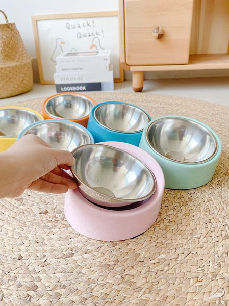 Bol rotund inclinat din otel inoxidabil - pentru caini