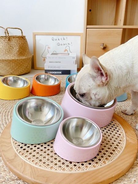 Bol rotund inclinat din otel inoxidabil - pentru caini