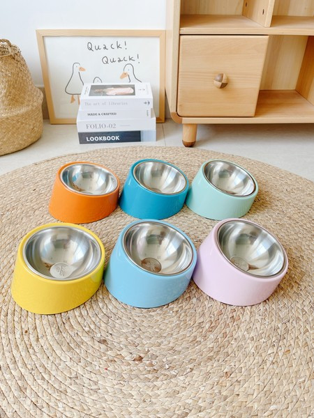 Bol rotund inclinat din otel inoxidabil - pentru caini