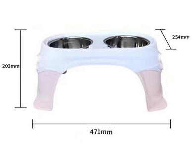 Plastmasas statīvs ar ūdens bļodām un nerūsējošā tērauda suņu barību