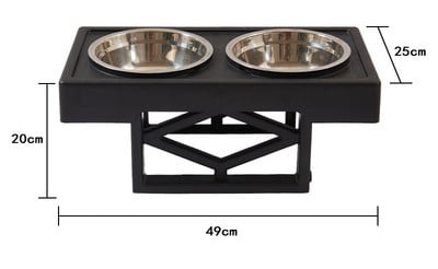 Plastmasas statīvs ar ūdens bļodām un nerūsējošā tērauda suņu barību