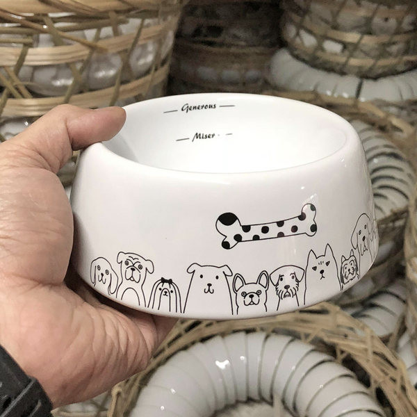 Bol rotund din ceramică pentru mâncare pentru câini