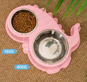 Πλαστικό διπλό μπολ από ανοξείδωτο χάλυβα για τροφή για σκύλους