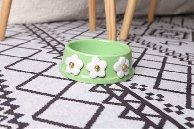 Bol din ceramica pentru caini cu decor floral