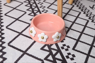 Bol din ceramica pentru caini cu decor floral