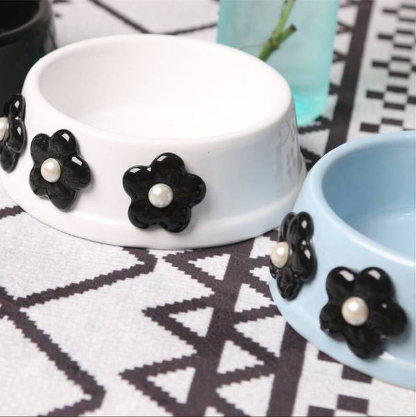Bol din ceramica pentru caini cu decor floral